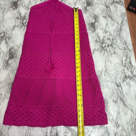 Old Navy Fushia Pink Halter Tie Strap Crochet Mini Dress size Xs vacation casual - Picture 4 of 11